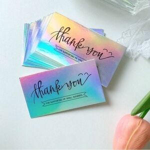 50 Pack Thank You Cards Small Business Appreciation Holographic New